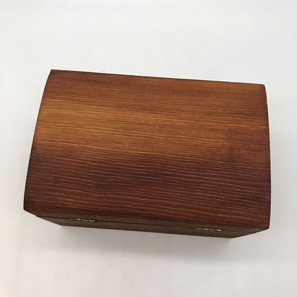 Small Wooden Curved Top Box Hinged Latch Storage Crafts Jewelry Keepsakes Cards - Picture 6 of 10